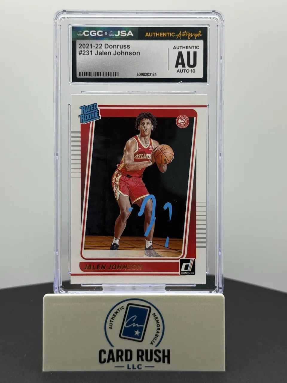 Jalen Johnson 2021-22 Donruss Rated Rookie In Person Autograph CGC/JSA Auto 10