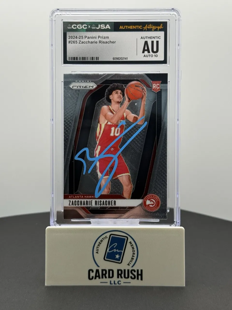 2024-25 Panini Prizm Zaccharie Risacher RC In-Person CGC/JSA Auto 10 Grade