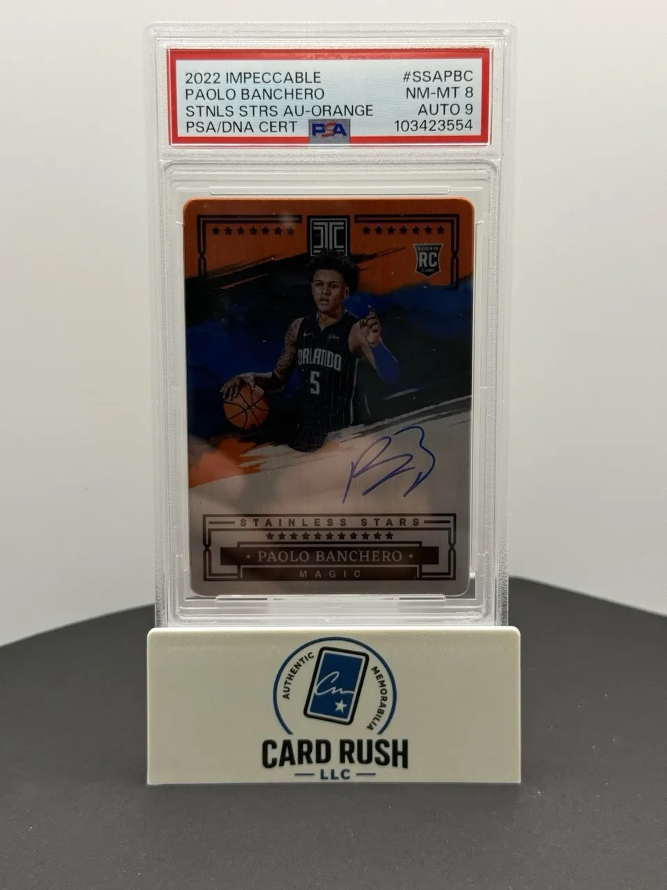 2022-2023 PANINI IMPECCABLE STAINLESS STARS PAOLO BANCHERO RC AUTO 3/25