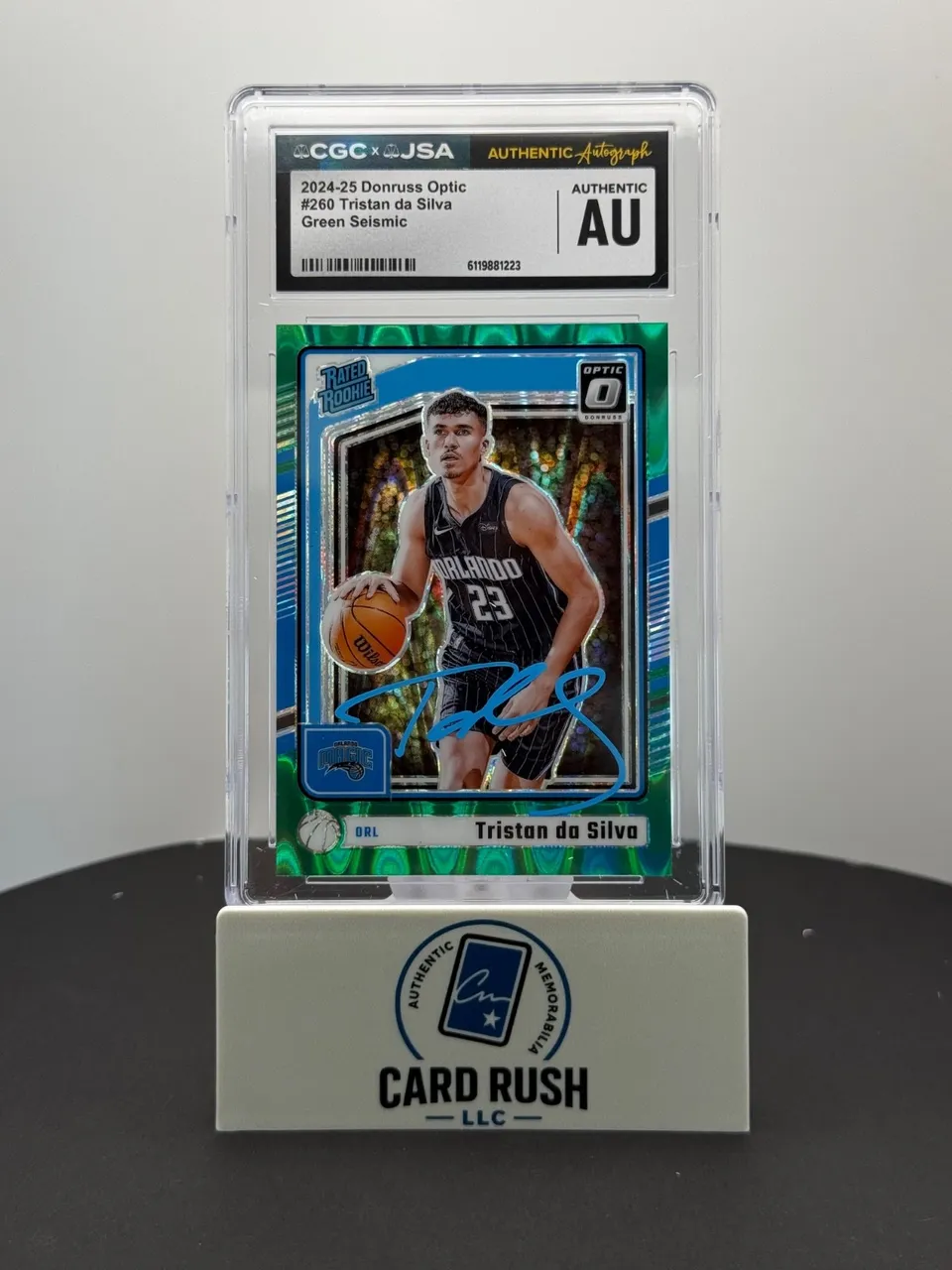 2024 Panini Donruss Rated Rookie Tristan da Silva Green Seismic Prizm RC IP Auto