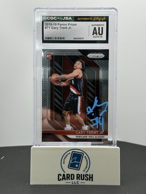 2018-19 Panini Prizm Gary Trent Jr. Rookie Card IP Auto 10 CGC/JSA Authentic, front