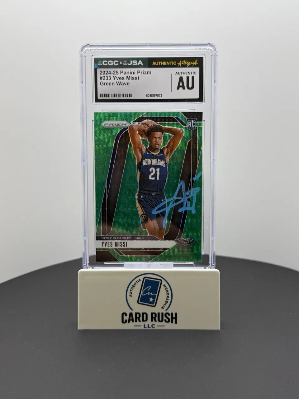 2024-25 Panini Prizm Yves Missi Green Wave RC IP Autograph CGC/JSA Authentic