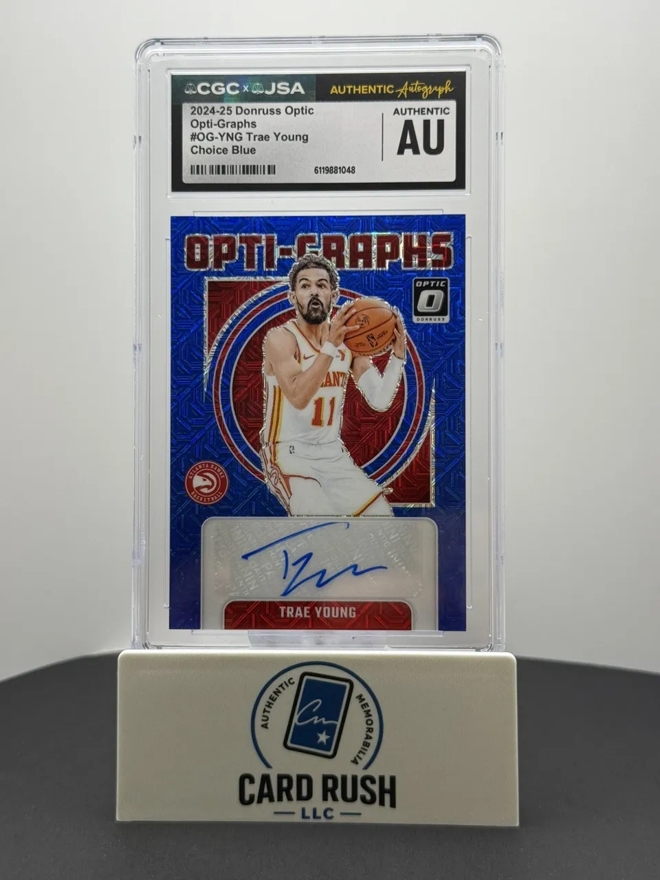 2024-25 Panini Donruss Optic Choice Trae Young Opti-Graphs Auto 17/24 Hawks