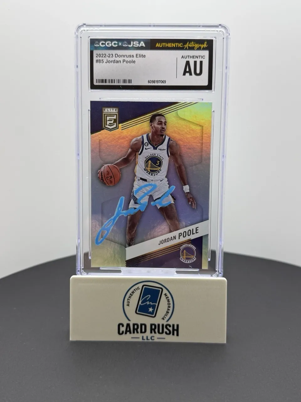 2022-23 Donruss Elite Jordan Poole In-Person Autograph CGC/JSA Authentic