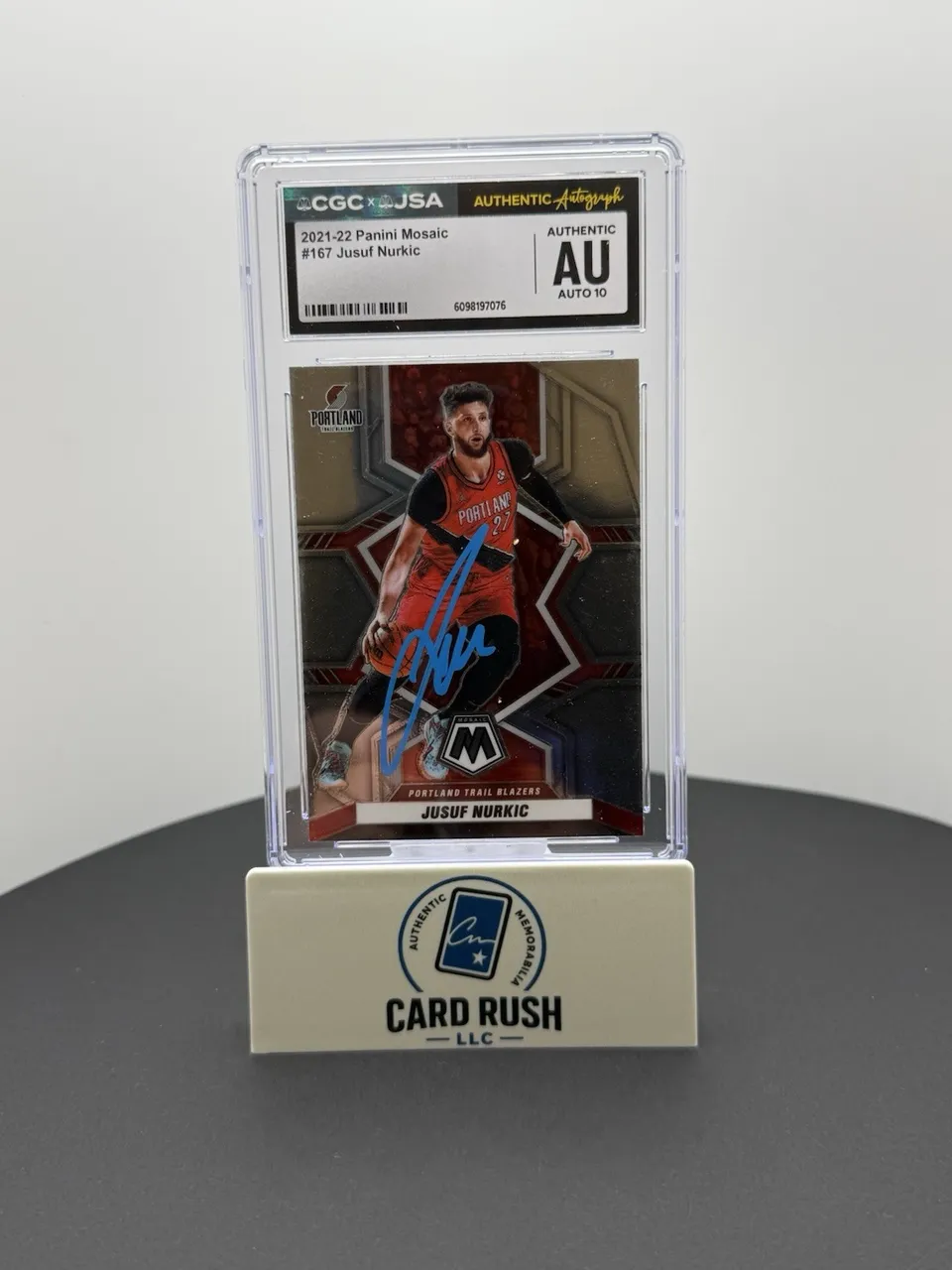 2021-22 Panini Mosaic Jusuf Nurkic In-Person Autograph CGC/JSA Auto 10 Grade