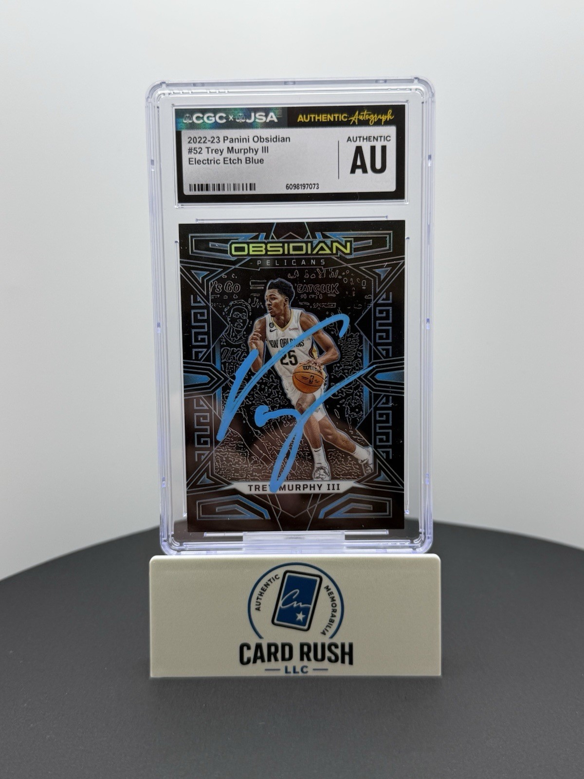 2022-23 Panini Obsidian Trey Murphy III Electric Etch Blue IP Auto CGC Authentic, front