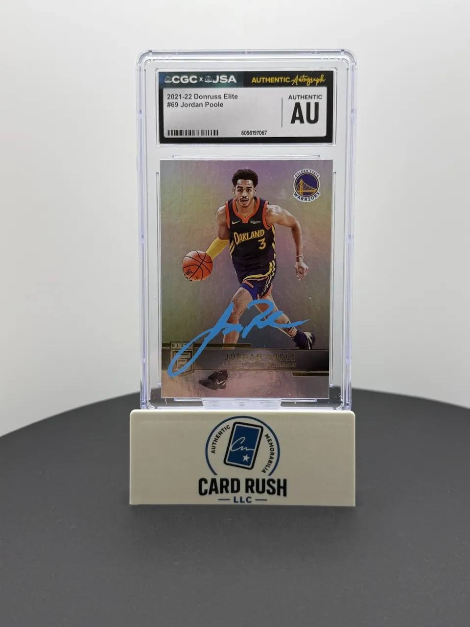 2021-22 Donruss Elite Jordan Poole In-Person Autograph CGC/JSA Authentic