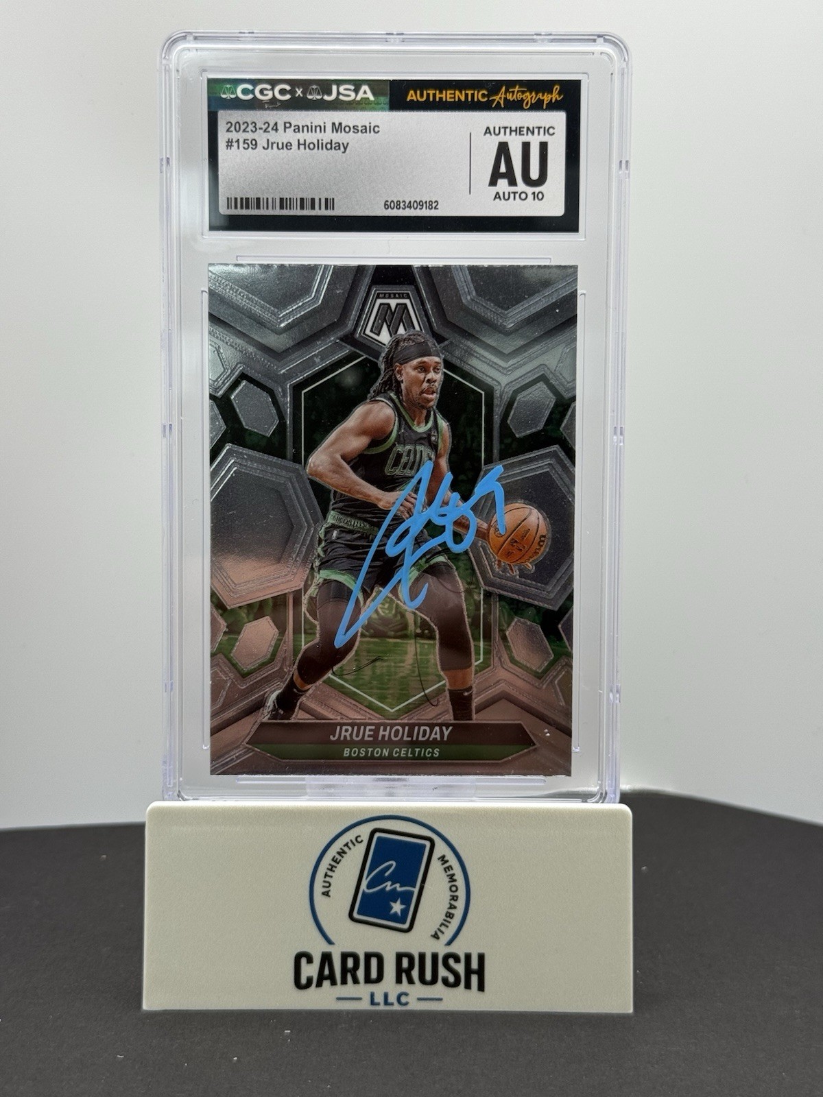 2023-24 Panini Mosaic Jrue Holiday In Person Auto 10 CGC/JSA Authentic, front