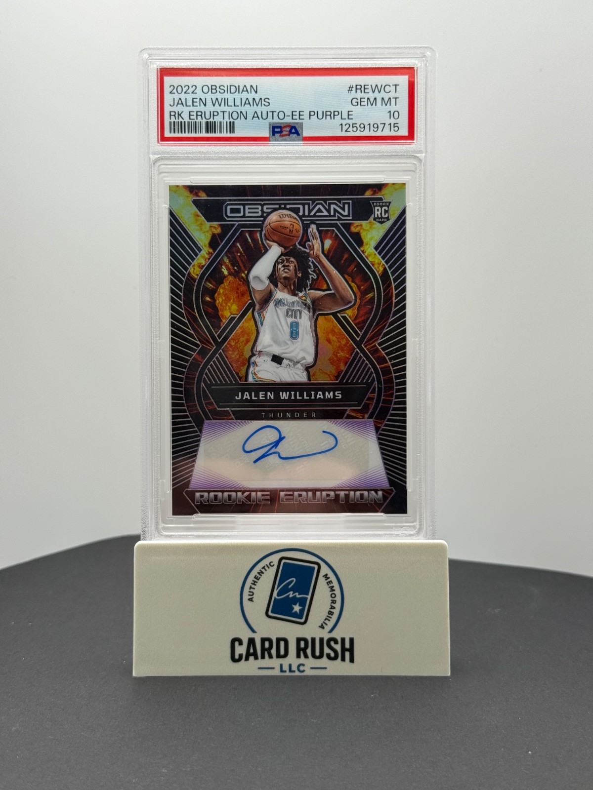 2022-23 Panini Obsidian - Rookie Eruption Autographs Jalen Williams 55/75 PSA 10, front