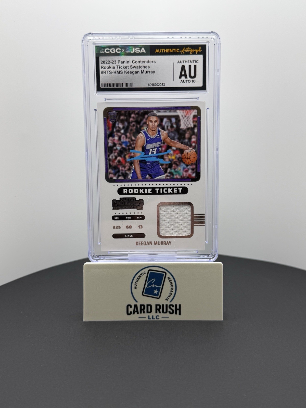 2022-23 Contenders Keegan Murray Rookie Ticket Patch RC IP CGC/JSA Auto 10 RPA, front