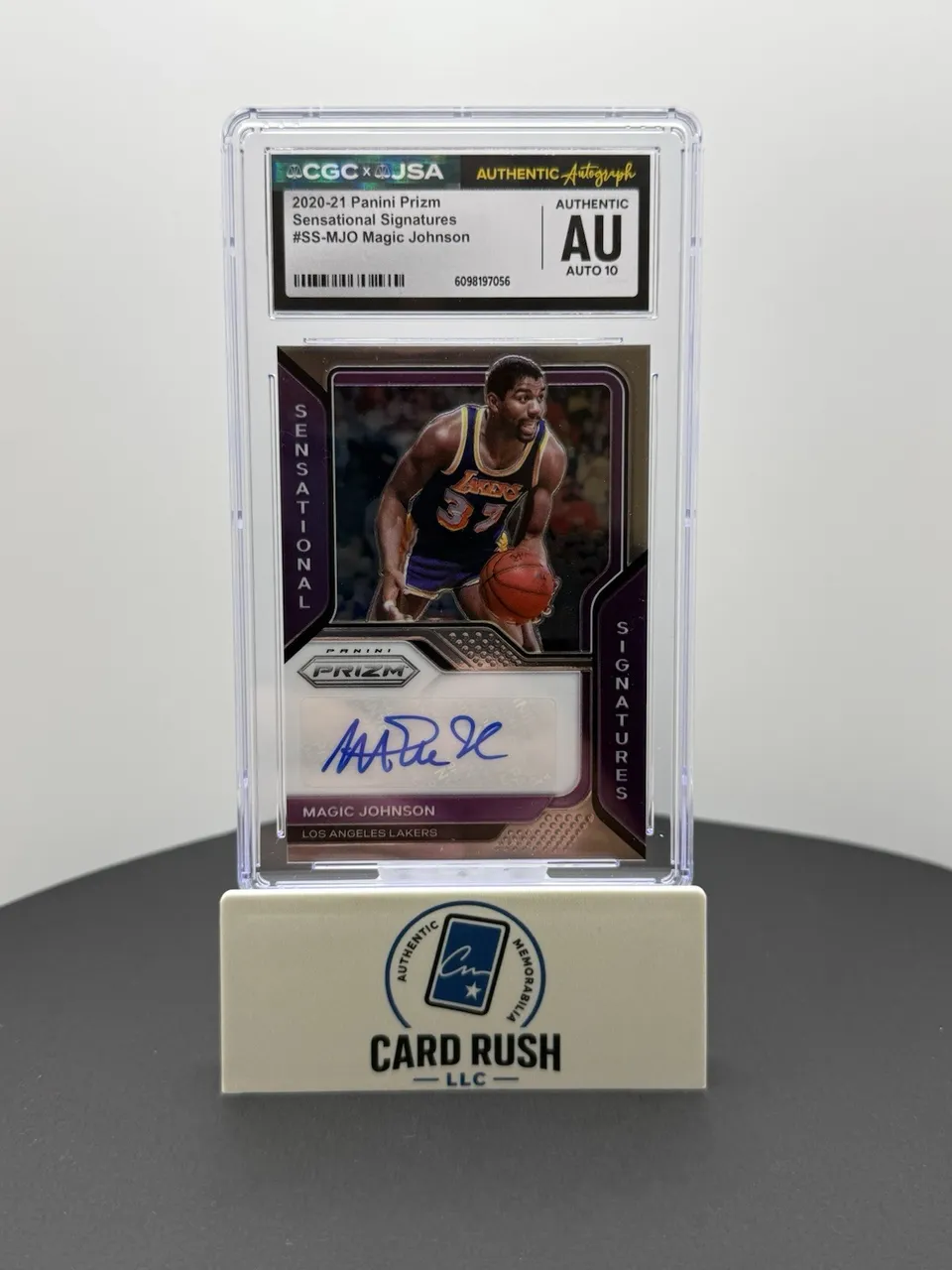 2020-21 Panini Prizm Sensational Signatures Magic Johnson CGC/JSA Auto 10 Grade