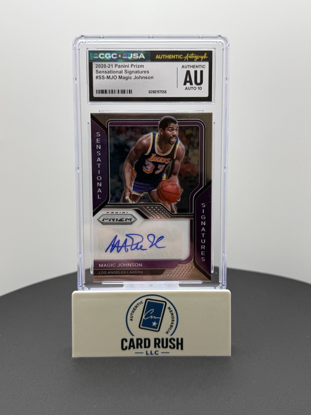 2020-21 Panini Prizm Sensational Signatures Magic Johnson CGC/JSA Auto 10 Grade, front
