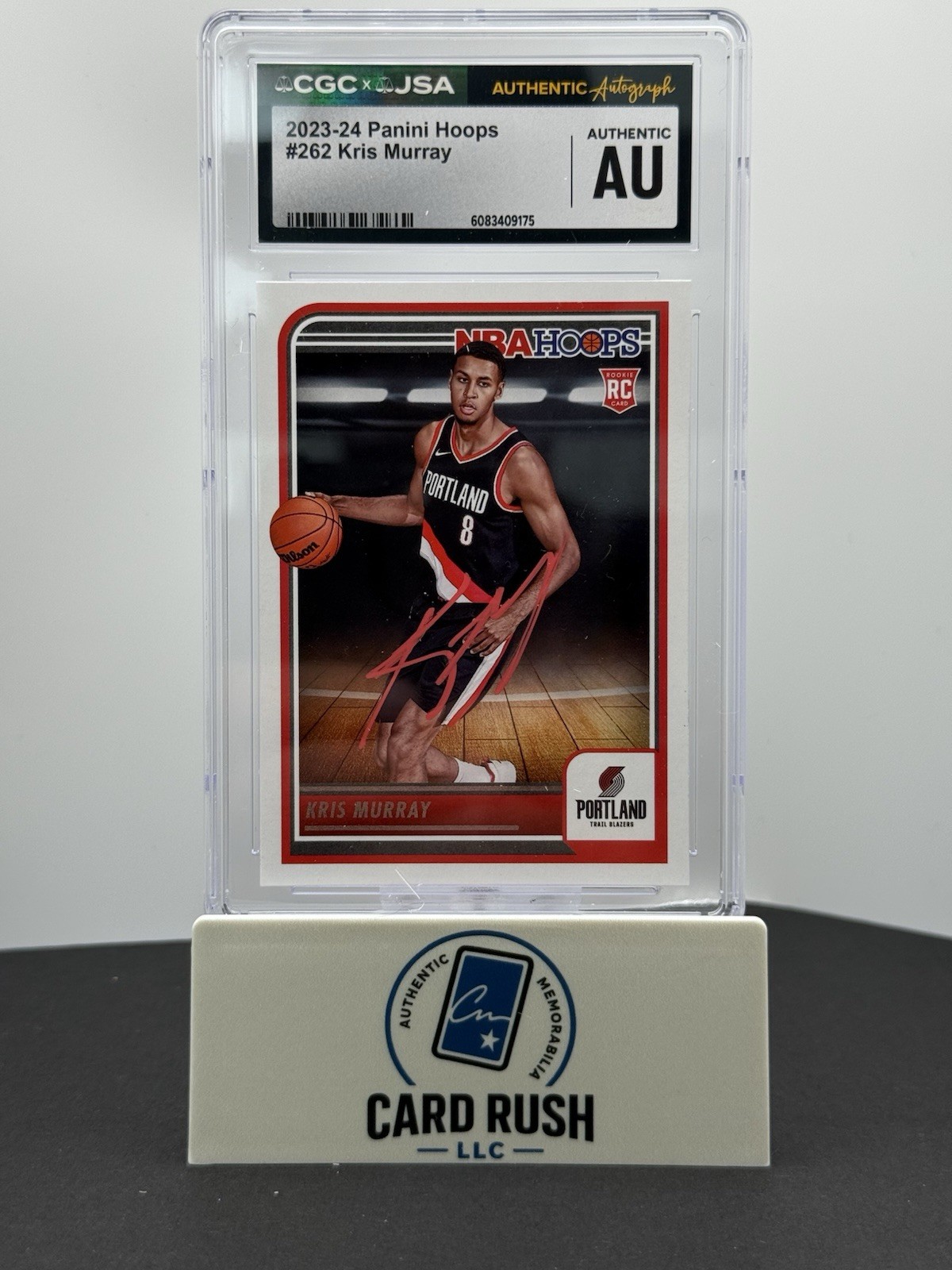 2023-24 Panini Hoops Kris Murray In Person Auto CGC/JSA Authentic Rookie Card, front