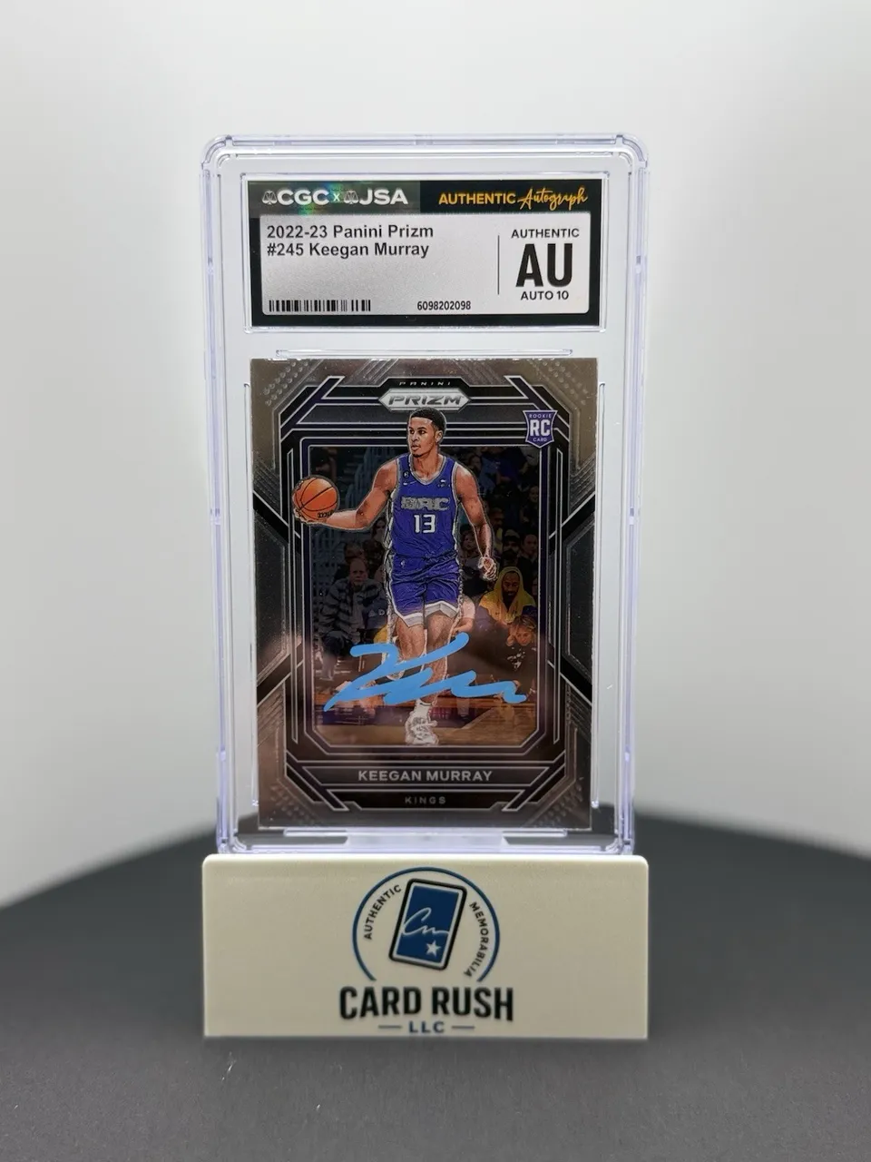2022-23 Panini Prizm Keegan Murray RC In-Person CGC/JSA Graded Auto 10