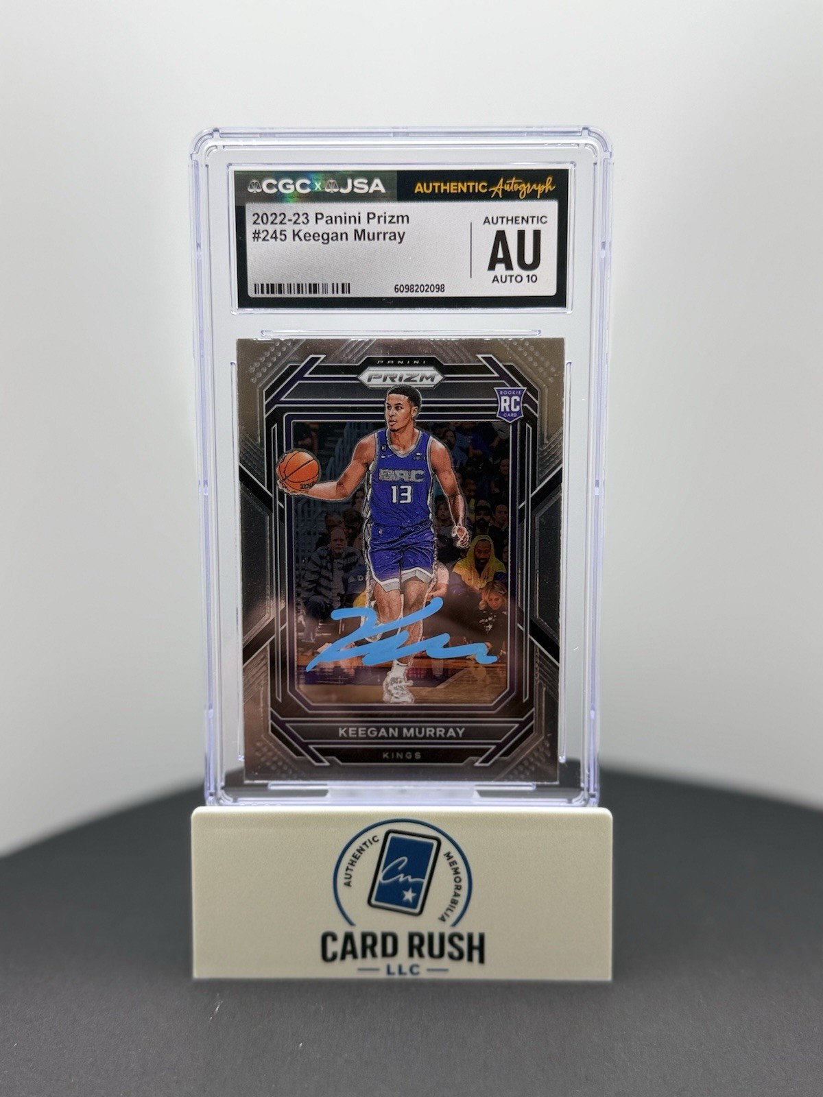 2022-23 Panini Prizm Keegan Murray RC In-Person CGC/JSA Graded Auto 10, front