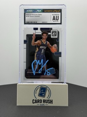 2022-23 Donruss Optic Rated Rookie Dyson Daniels In Person Auto CGC/JSA Auto 10!, front