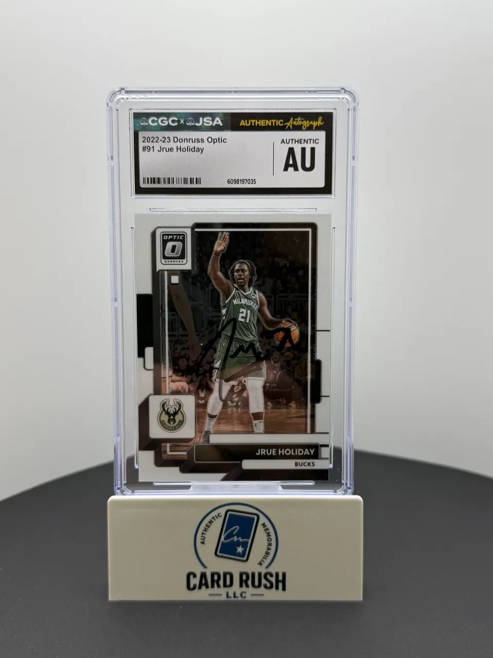 2022-23 Donruss Optic Jrue Holiday In-Person Autograph CGC/JSA Authentic