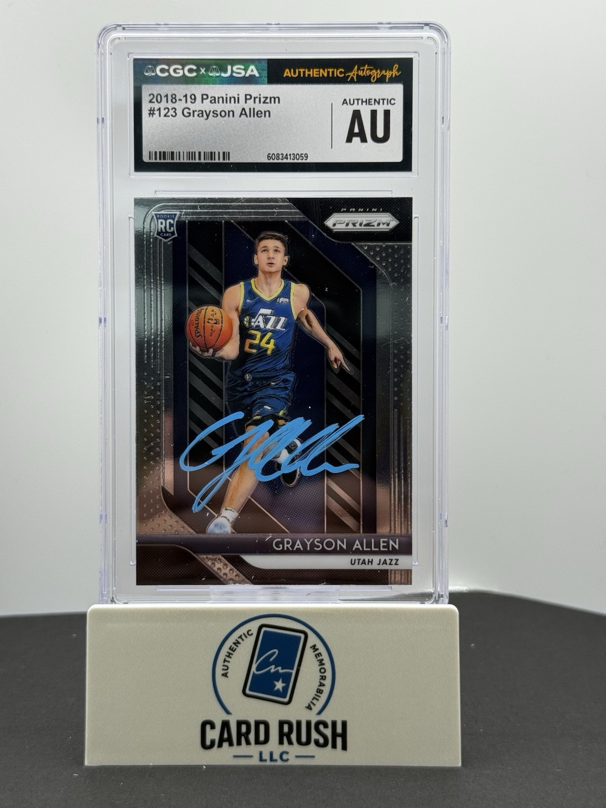 2018-19 Panini Prizm Grayson Allen RC In Person Auto CGC/JSA Authentic, front