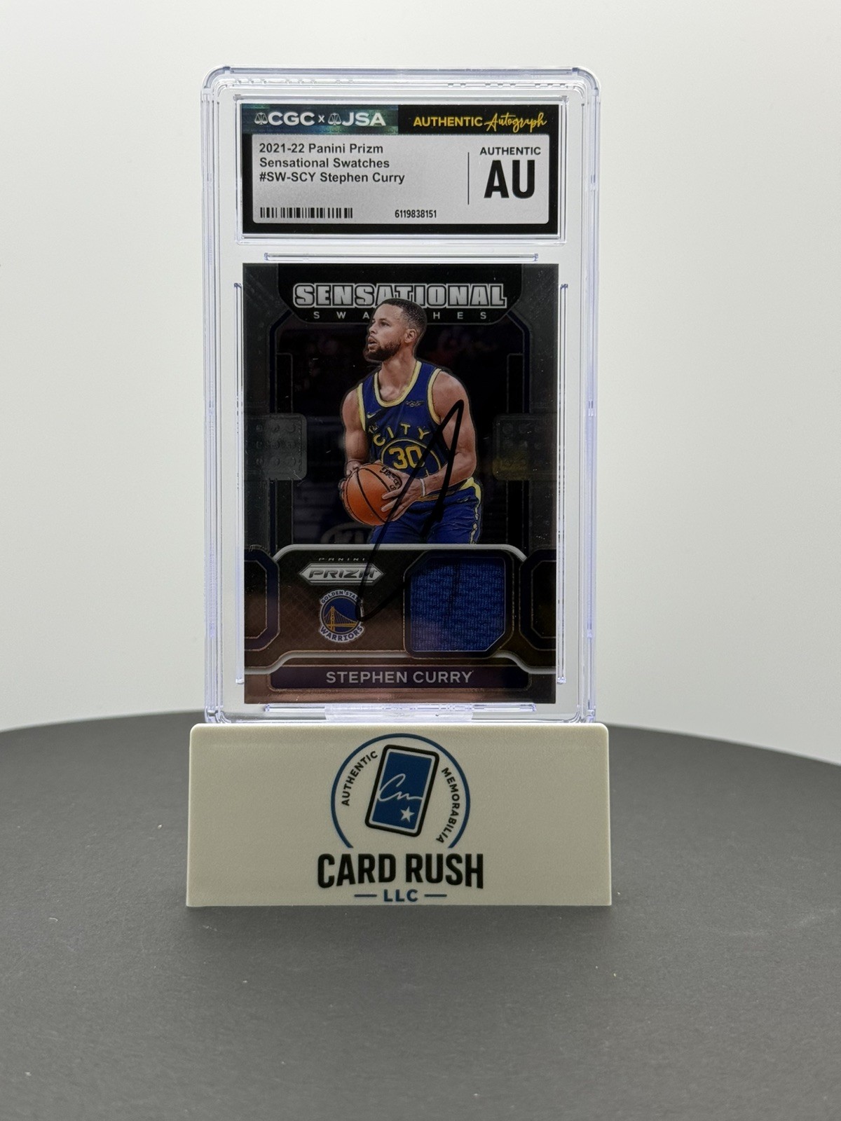 2021-22 Panini Sensational Swatches Stephen Curry IP Auto CGC/JSA Authentic, front