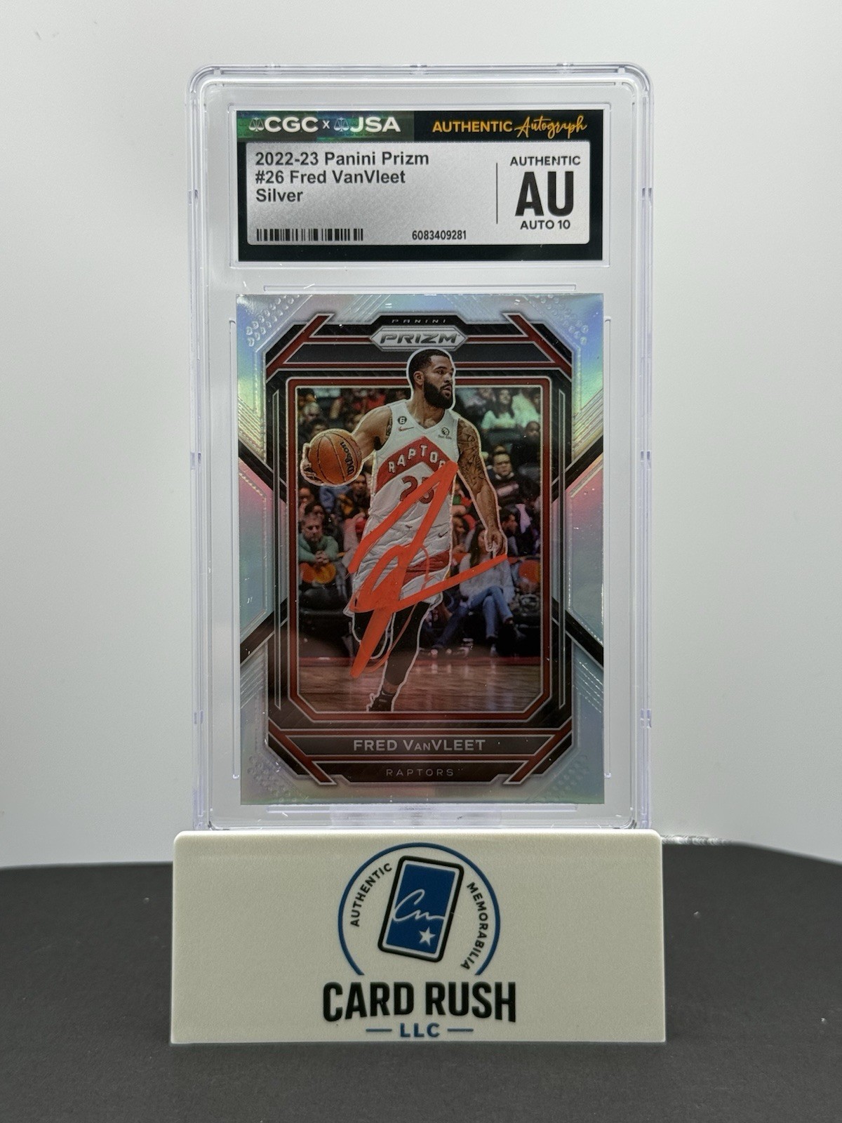 2022-23 Panini Prizm Silver Prizm Fred VanVleet In-Person Auto 10 by CGC/JSA, front