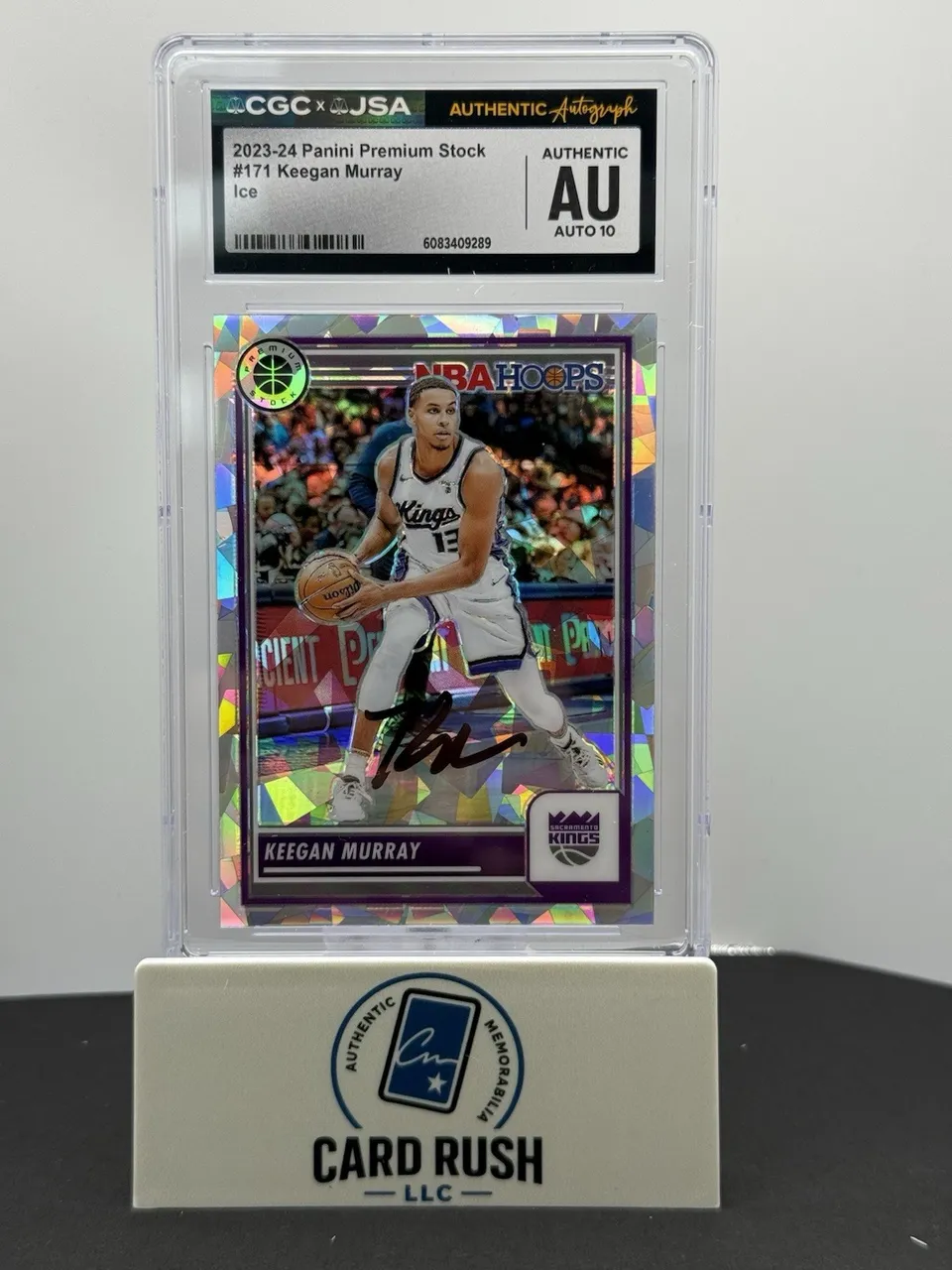 2023-24 Panini Premium Stock Keegan Murray Ice IP Auto 10 CGC/JSA Authentic