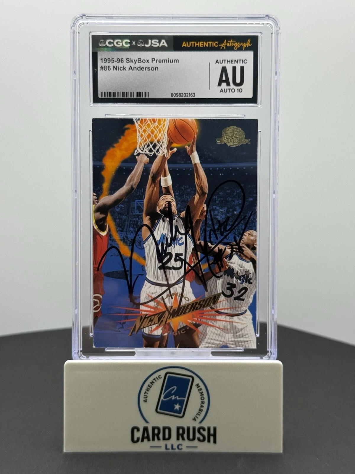 1995-96 SkyBox Premium Basketball Nick Anderson In Person CGC/JSA Graded Auto 10, front