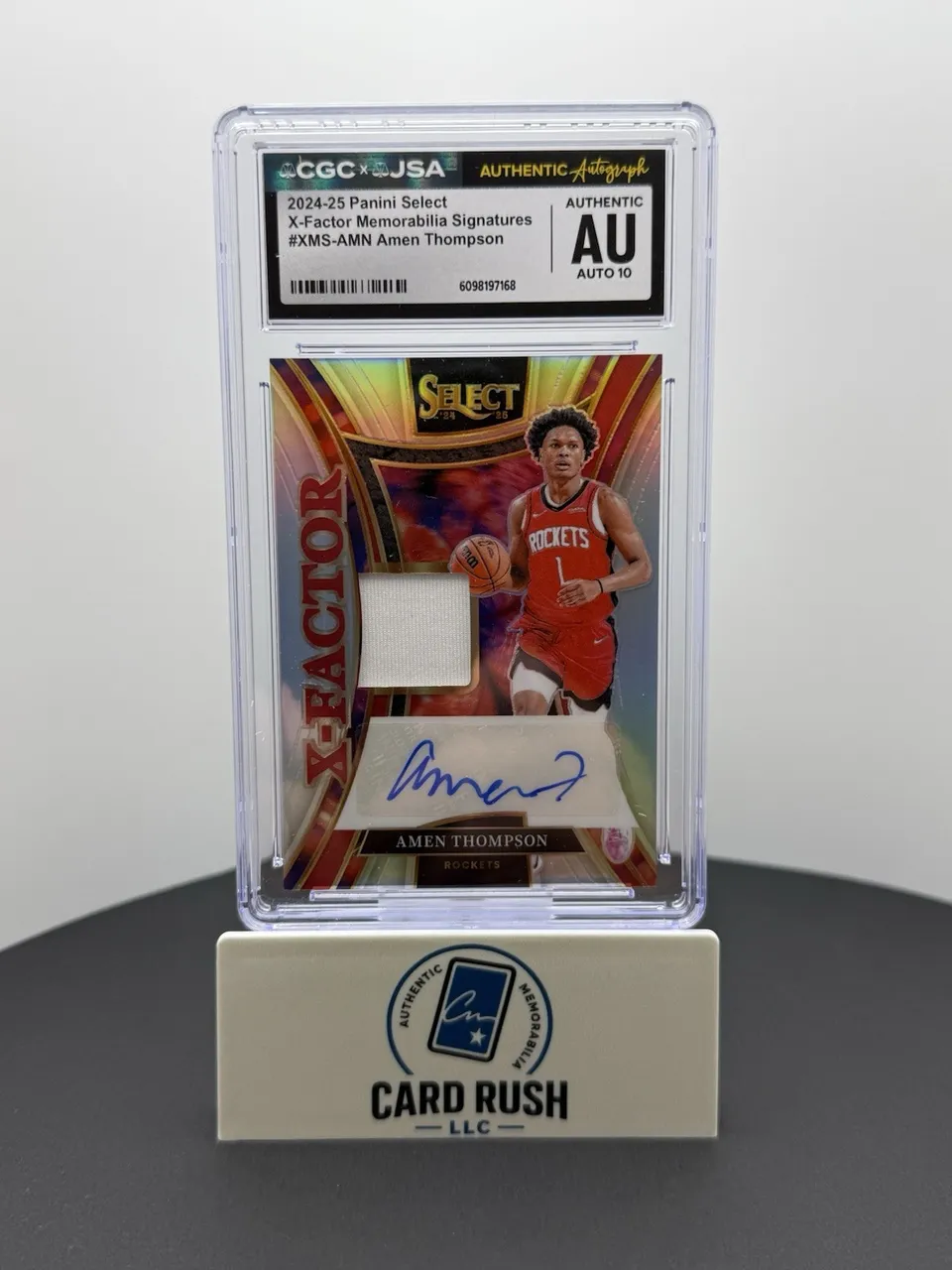 2024-25 Panini Select X-Factor Memorabilia Signatures Amen Thompson CGC Auto 10