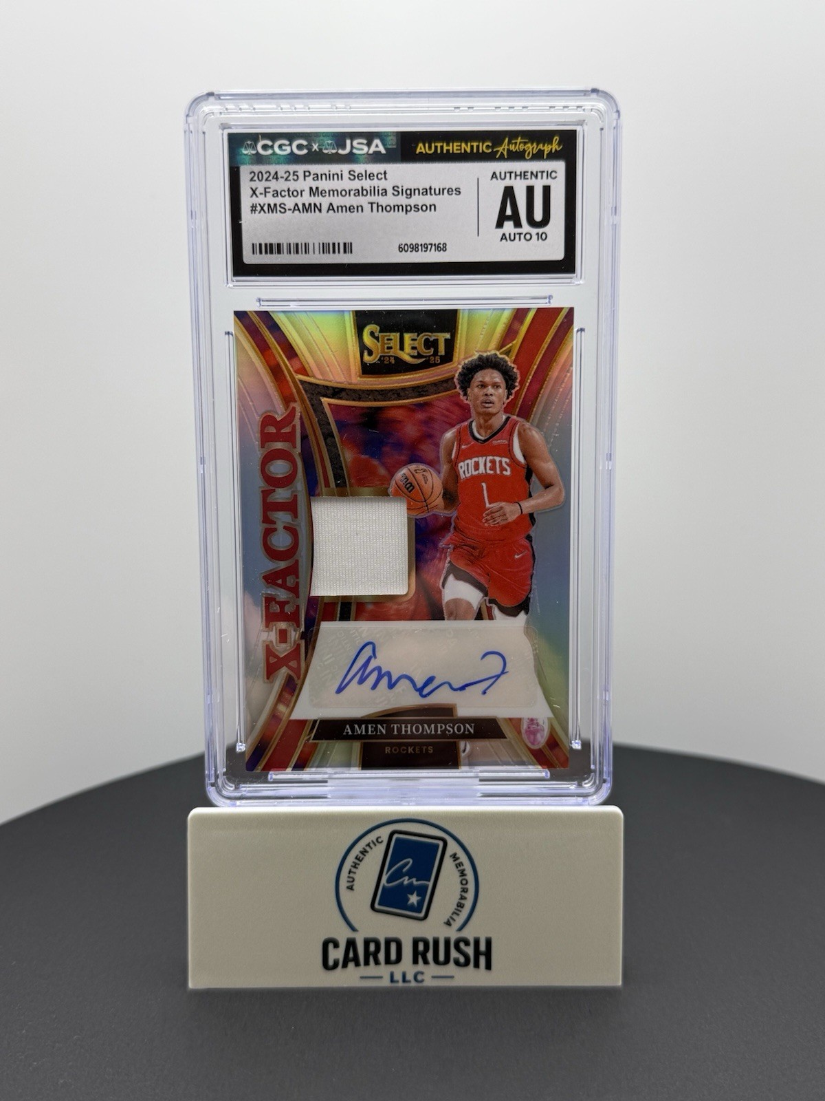 2024-25 Panini Select X-Factor Memorabilia Signatures Amen Thompson CGC Auto 10, front