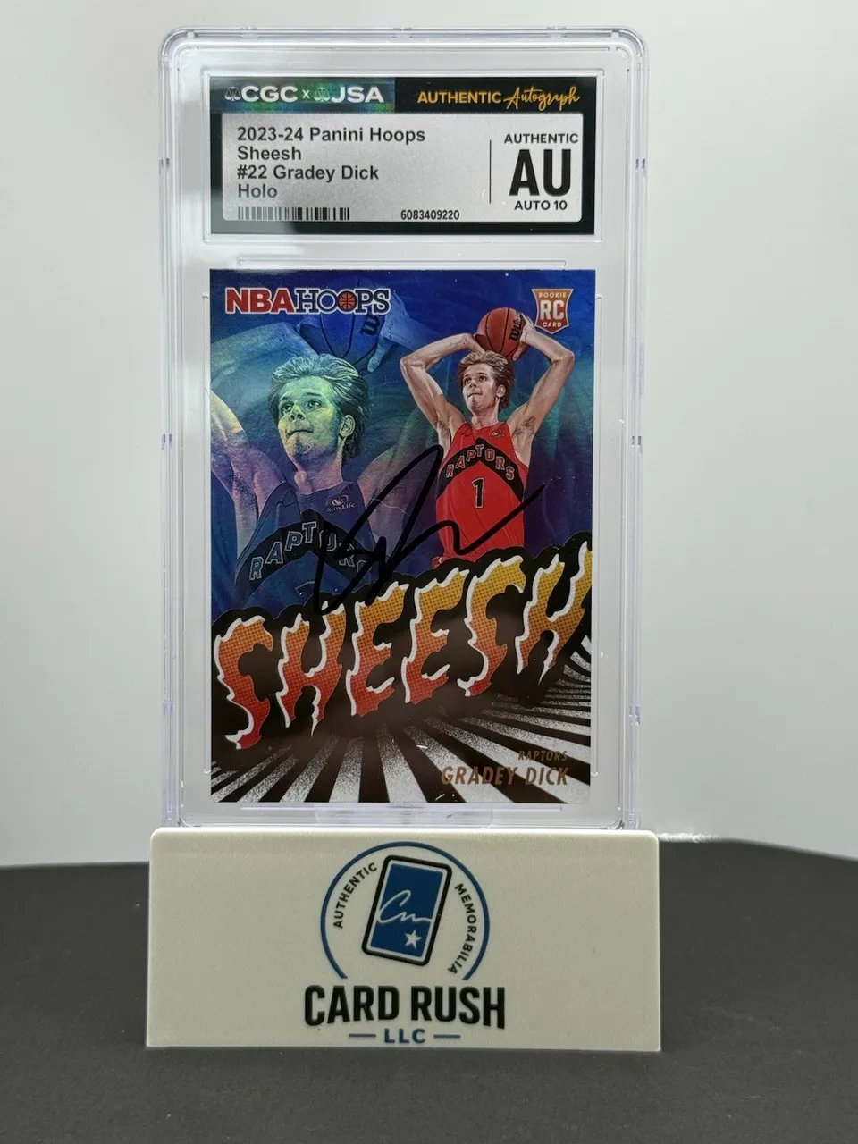 2023-24 Hoops Sheesh Holo Gradey Dick RC CGC/JSA Auto 10