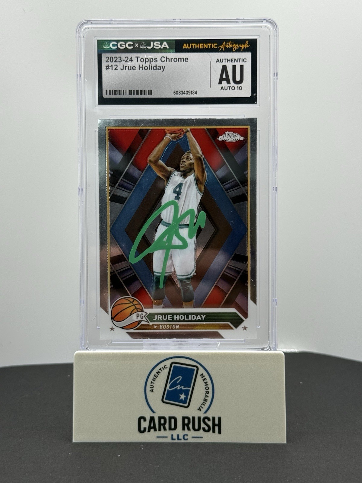 2023-24 Topps Chrome #12 Jrue Holiday In Person Autograph CGC/JSA Authentic, front