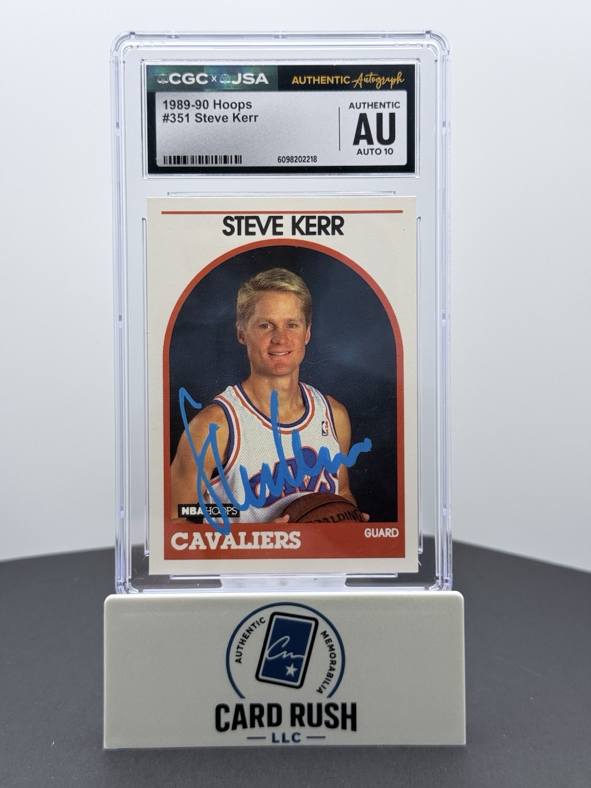 1989-90 NBA Hoops Steve Kerr (RC) In-Person Autograph Graded Auto 10 by CGC/JSA, front