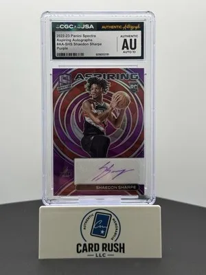 2022 PANINI SPECTRA ASPIRING AUTO PURPLE PRIZM SHAEDON SHARPE RC CGC/JSA Auto 10