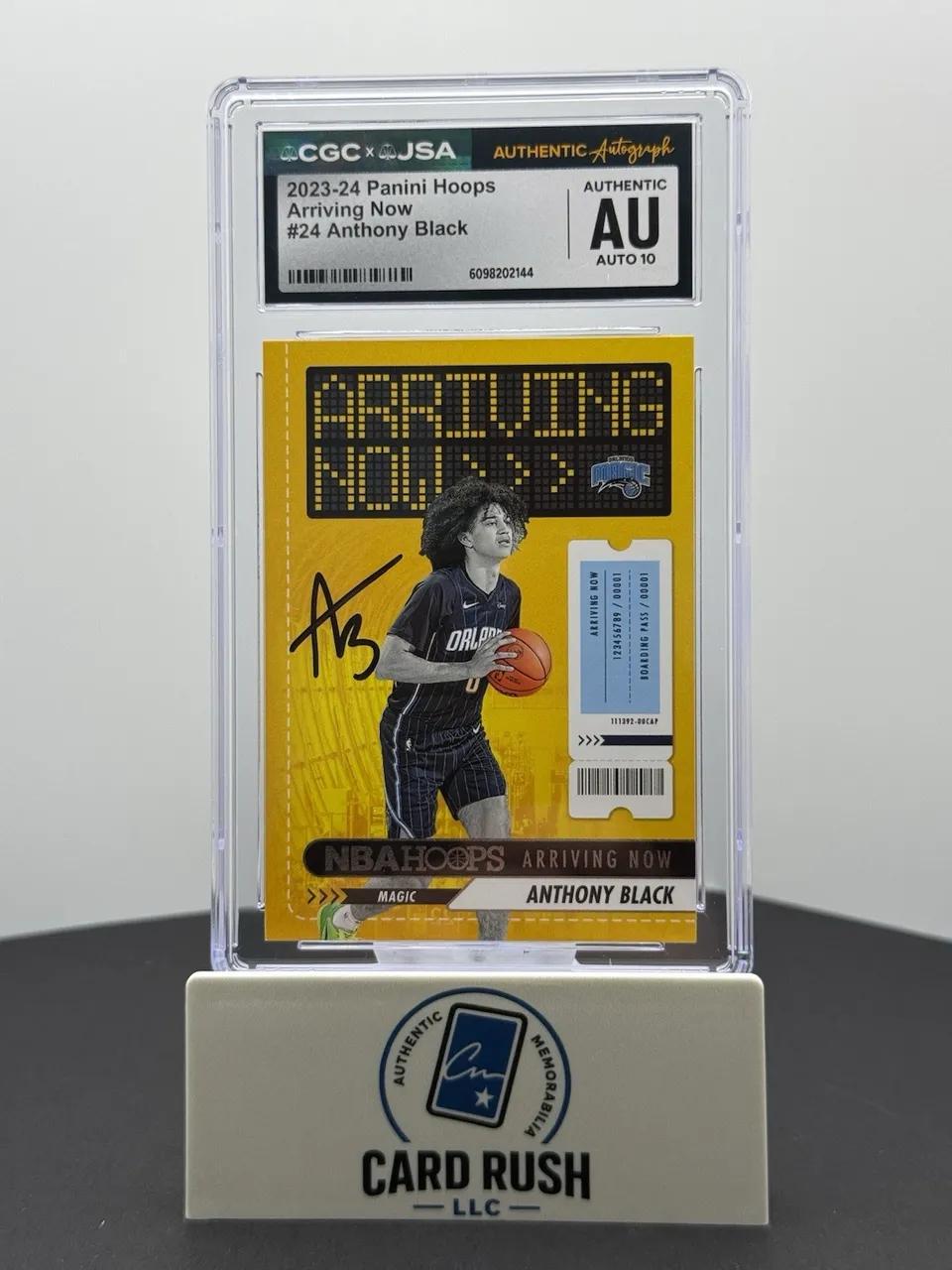 2023-24 Panini Hoops Arriving Now Anthony Black RC IP CGC/JSA Graded Auto 10