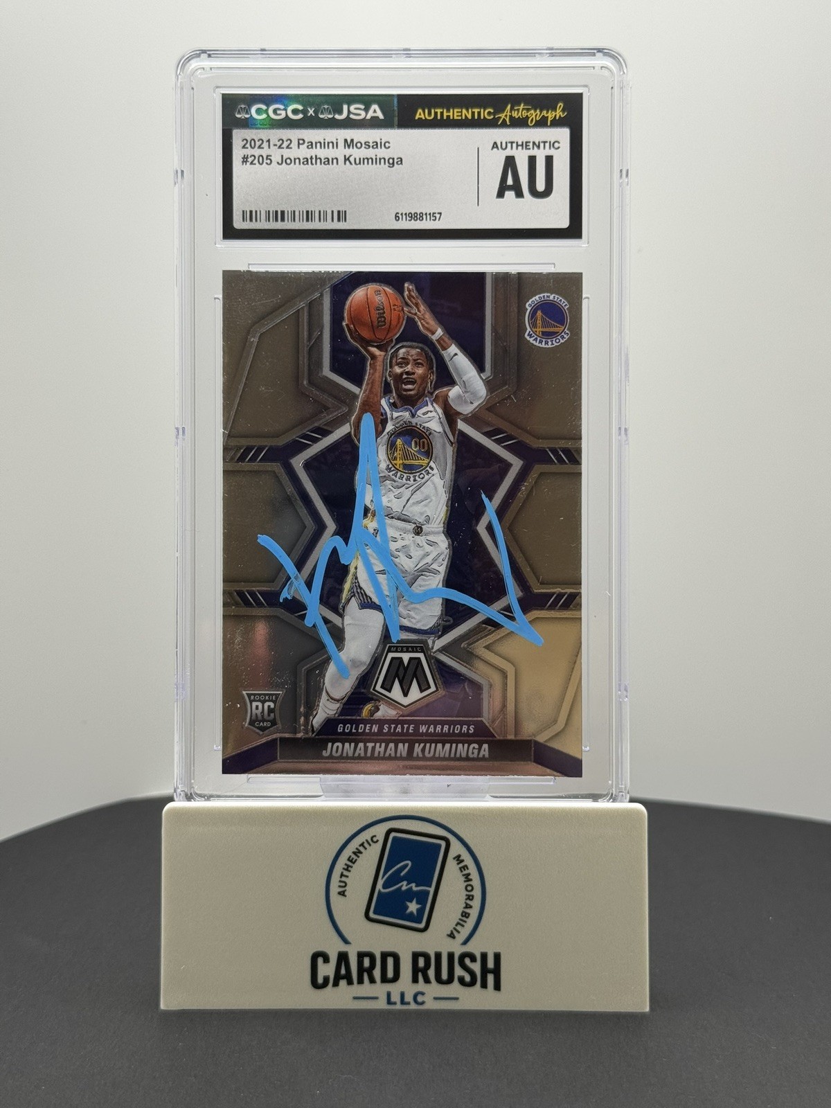 2021-22 Panini Mosaic - Rookies Jonathan Kuminga RC IP Auto CGC Authentic, front
