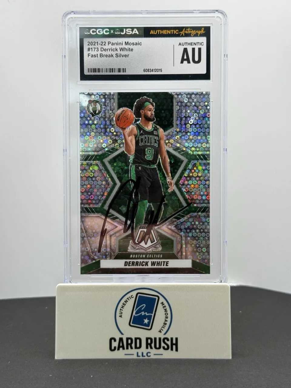 2021-22 Panini Mosaic Fast Break Silver Prizm Derrick White IP Auto CGC/JSA Au