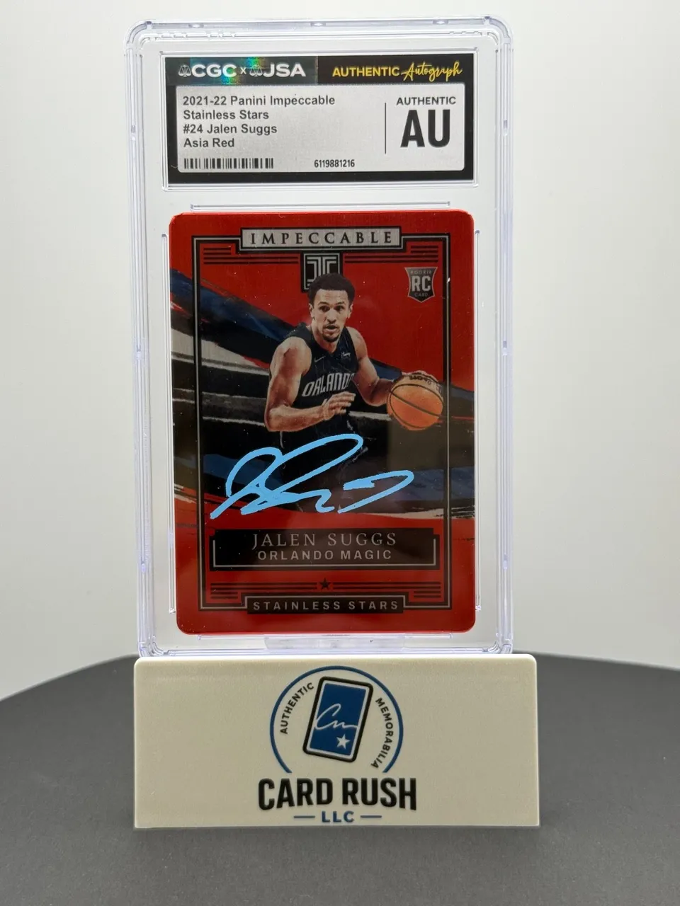 2021-22 Panini Impeccable Stainless Stars Asia Red Jalen Suggs RC IP Auto CGC Au