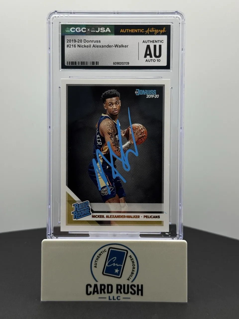 2019-20 Donruss Nickeil Alexander-Walker Rated Rookie In Person CGC/JSA Auto 10