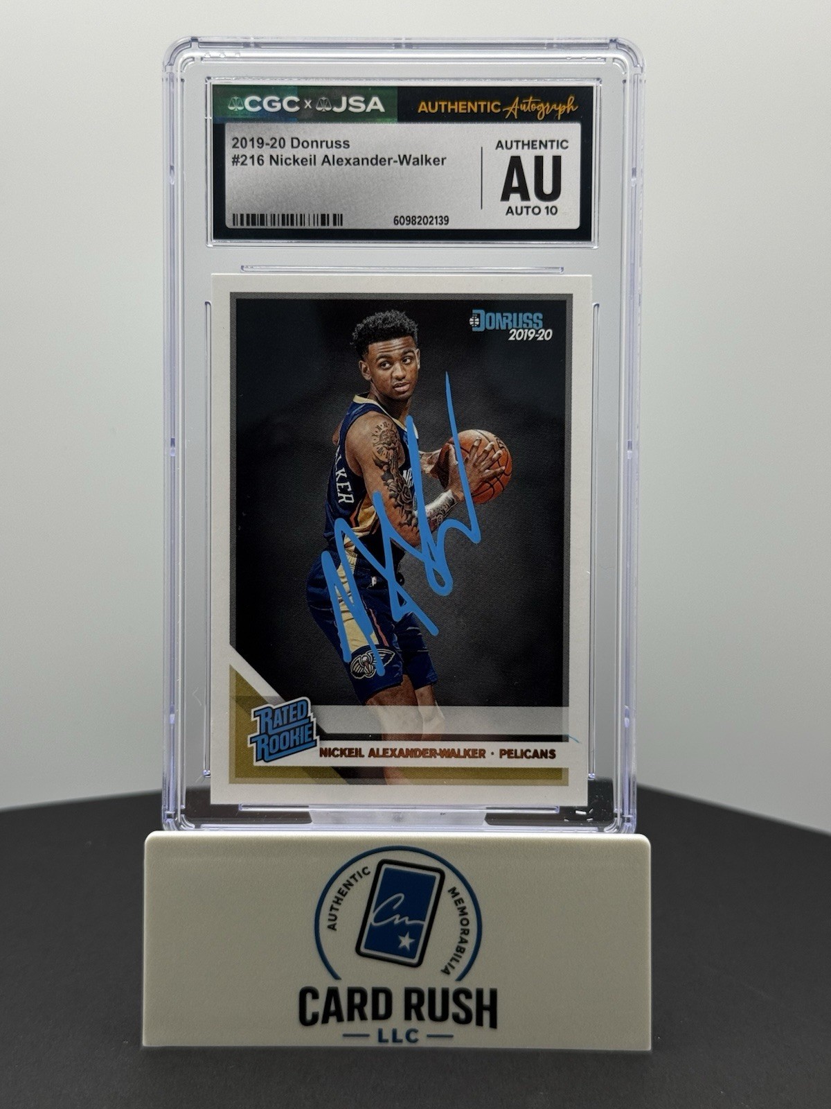 2019-20 Donruss Nickeil Alexander-Walker Rated Rookie In Person CGC/JSA Auto 10, front