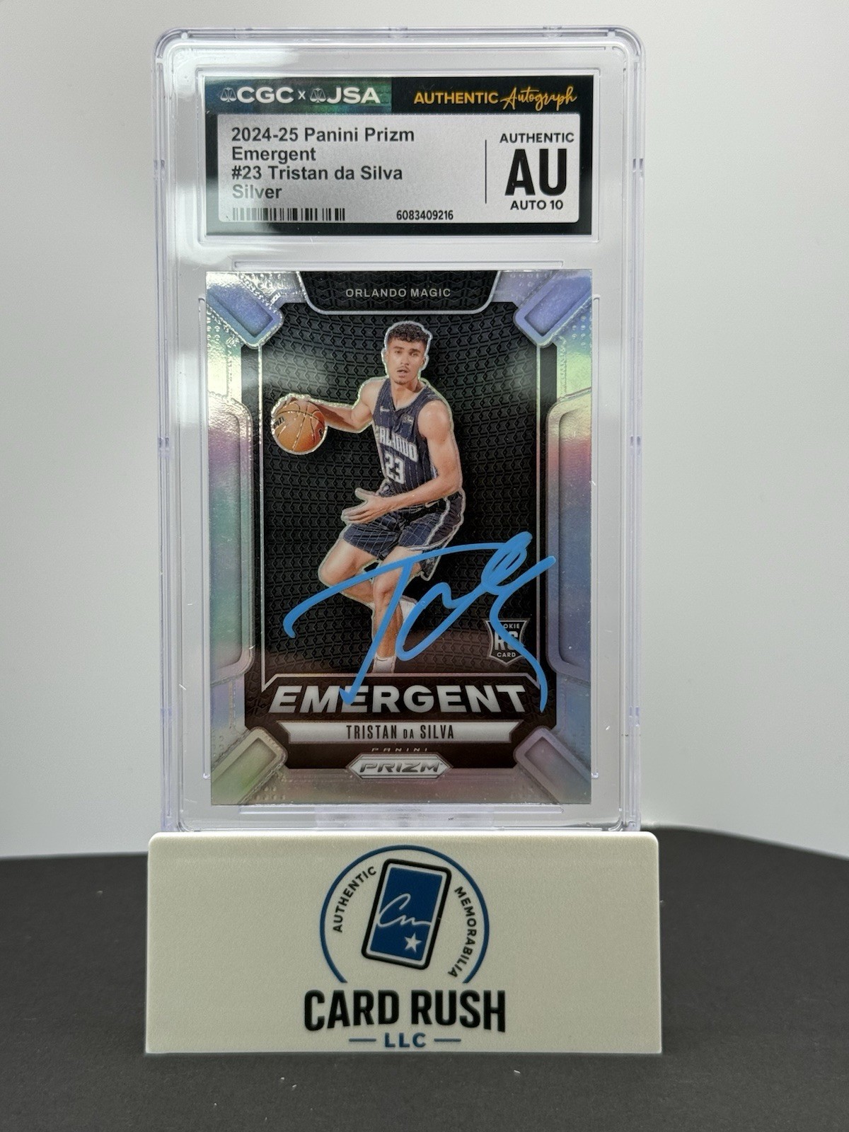 2024-25 Panini Emergent Silver Prizm Tristan da Silva RC IP Auto 10 CGC/JSA, front