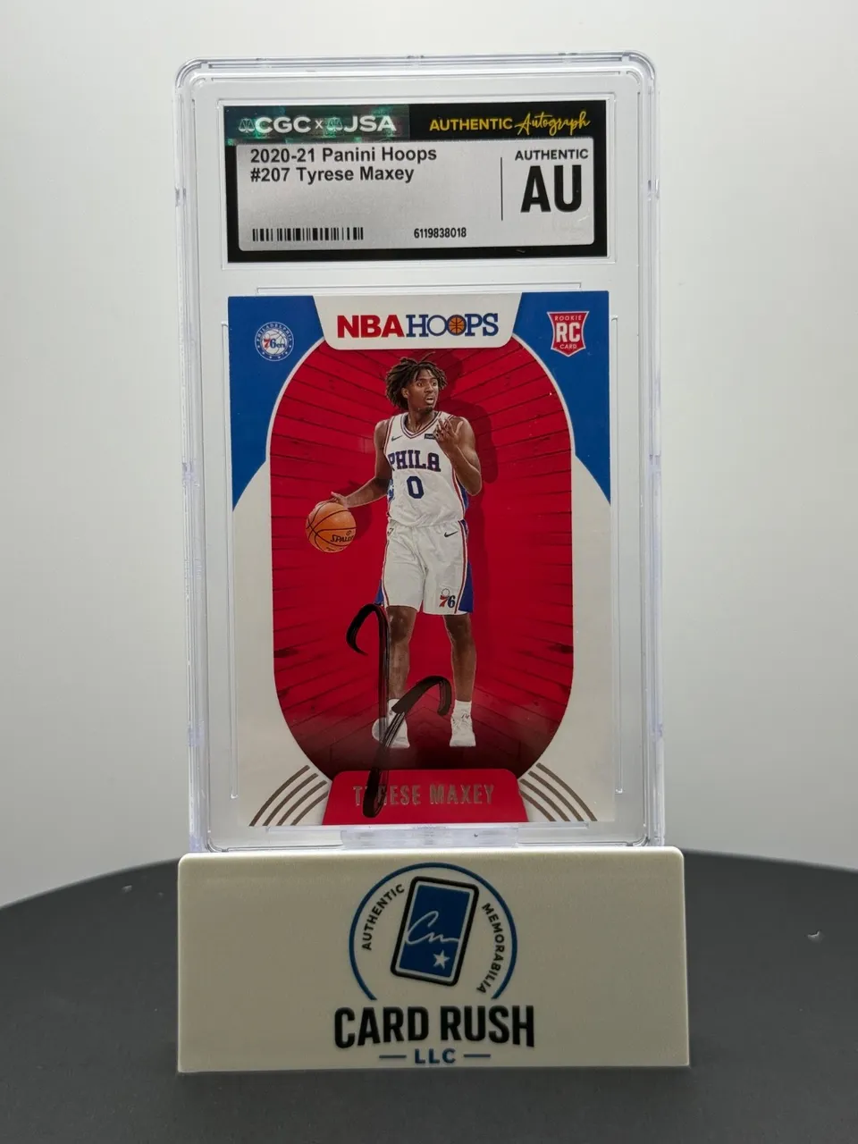 2020-21 Panini NBA Hoops Tyrese Maxey RC IP Auto CGC Authentic