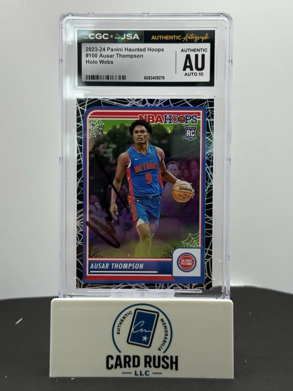 2023-24 Panini Haunted Hoops Ausar Thompson RC Holo Web IP Auto 10 CGC Authentic