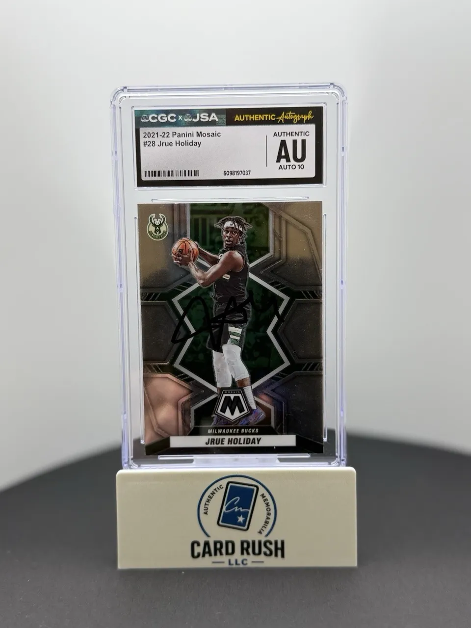 2021-22 Panini Mosaic Jrue Holiday In-Person CGC/JSA Graded Auto 10