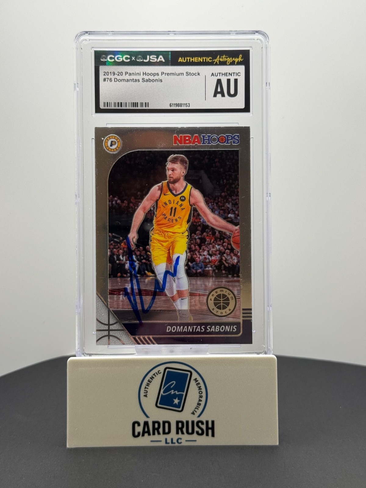 2019-20 Hoops Premium Stock Domantas Sabonis IP Auto CGC Authentic, front