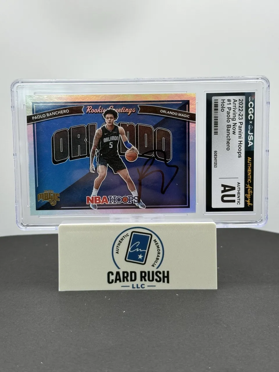 2022-23 Paolo Banchero RC Panini NBA Hoops Rookie Greetings Holo IP Auto CGC