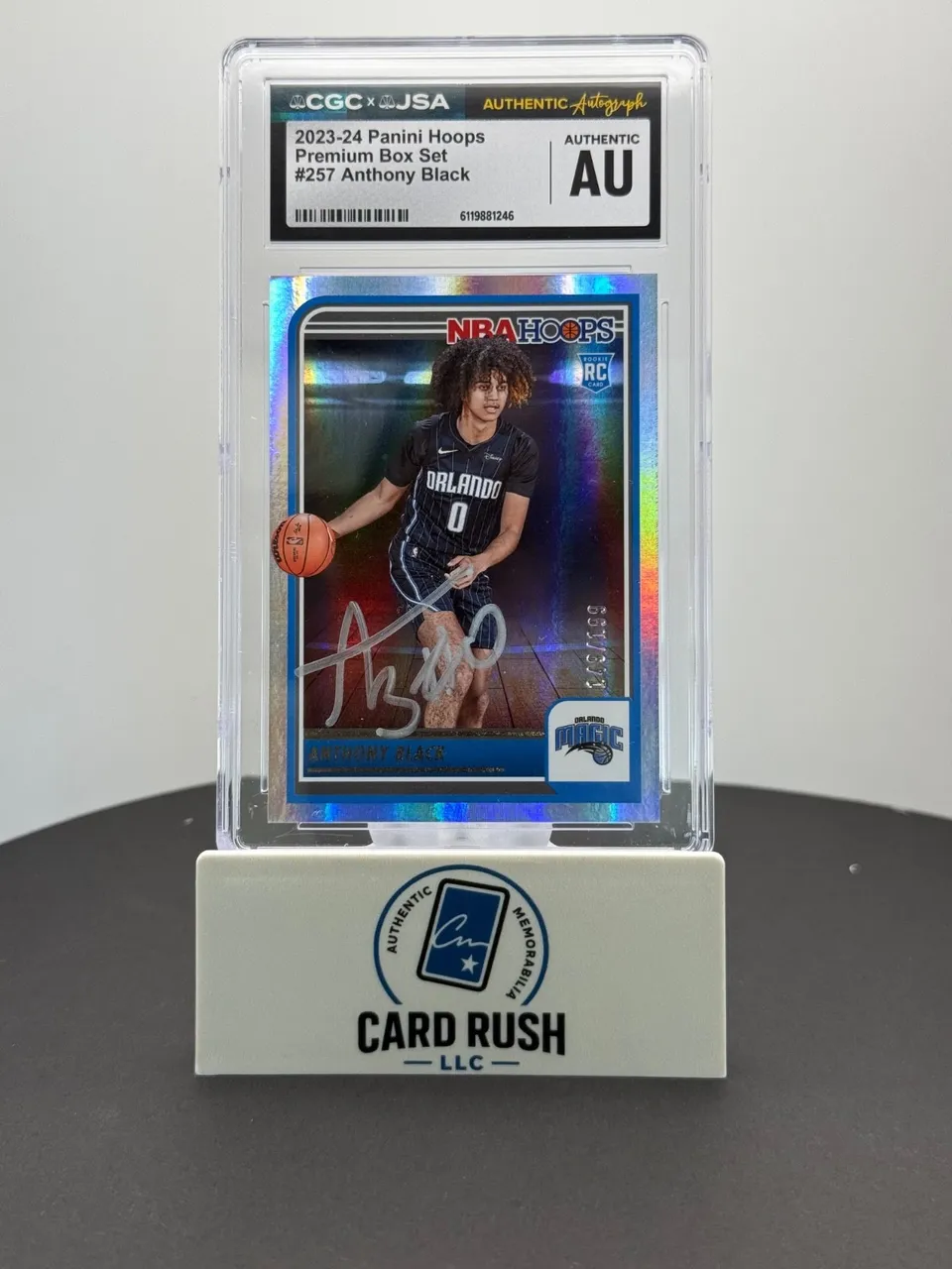 2023-24 Panini NBA Hoops Premium Box Set 149/199 Anthony Black RC IP Auto CGC