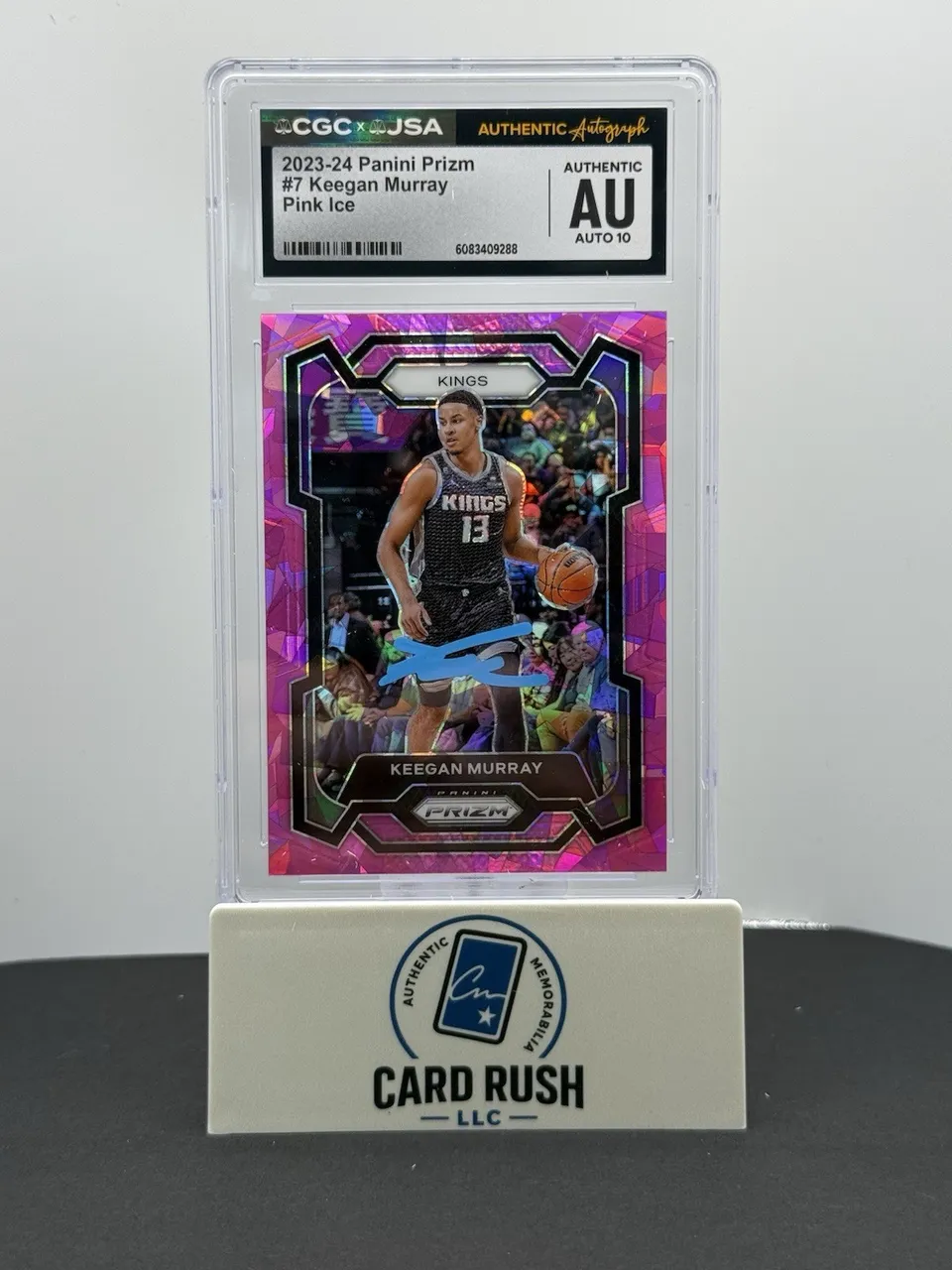 2023-24 Panini Prizm Keegan Murray Pink Ice In Person Autograph CGC/JSA Auto 10