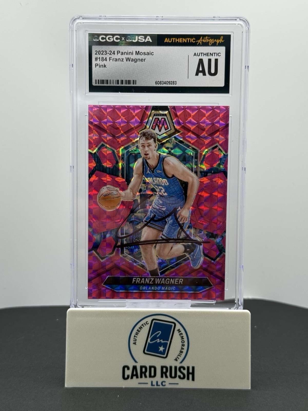 2023-24 Panini Mosaic Franz Wagner Pink Prizm IP Autograph CGC Authentic 5/149, front