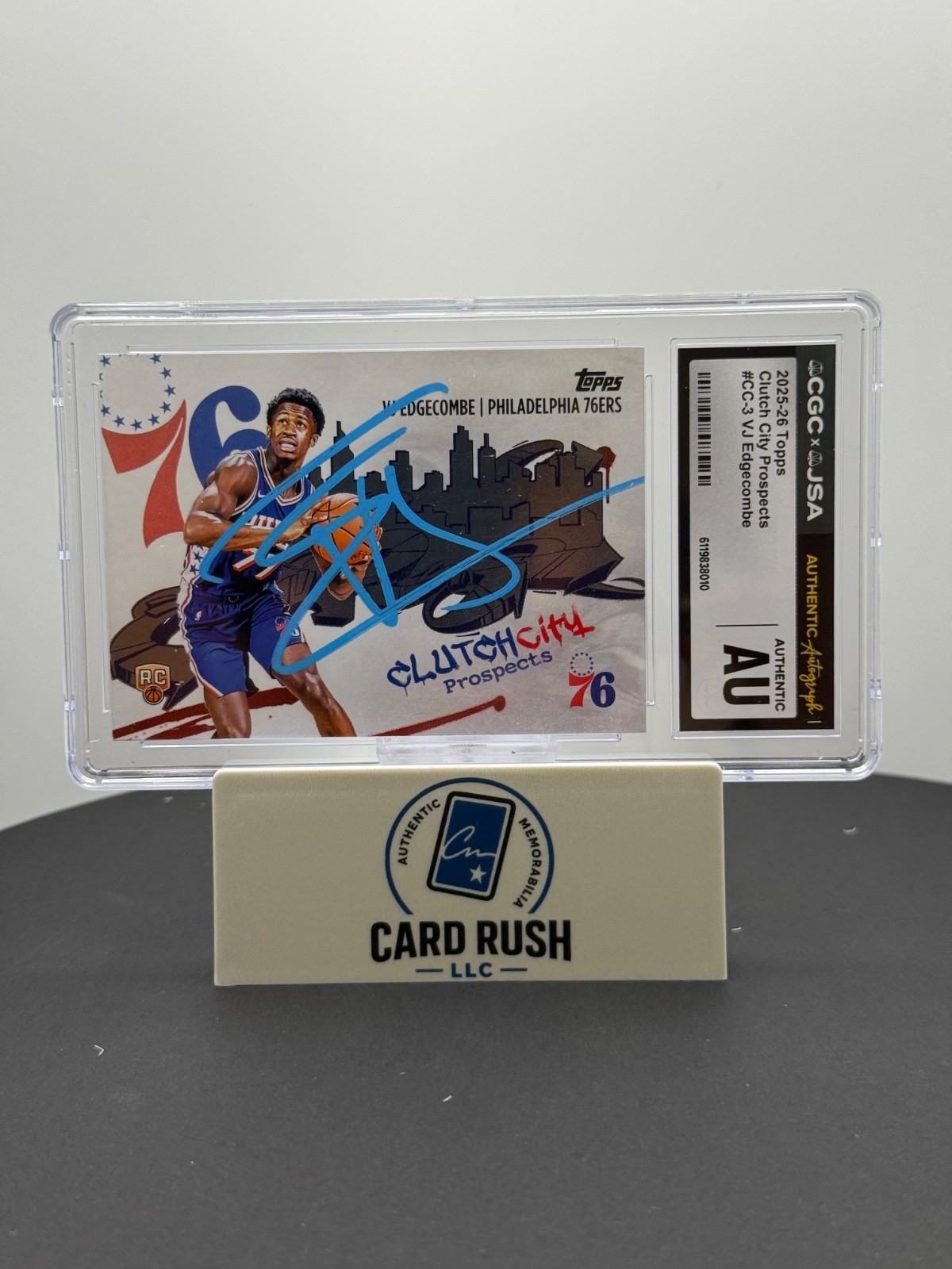 2025-26 Topps Clutch City Prospects VJ Edgecombe RC IP Auto CGC Authentic, front