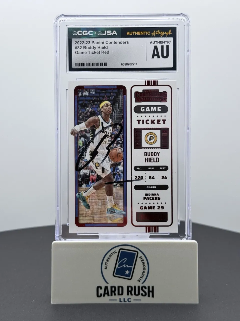 2022-23 Panini Contenders Buddy Hield Game Ticket Red IP Auto CGC/JSA Authentic