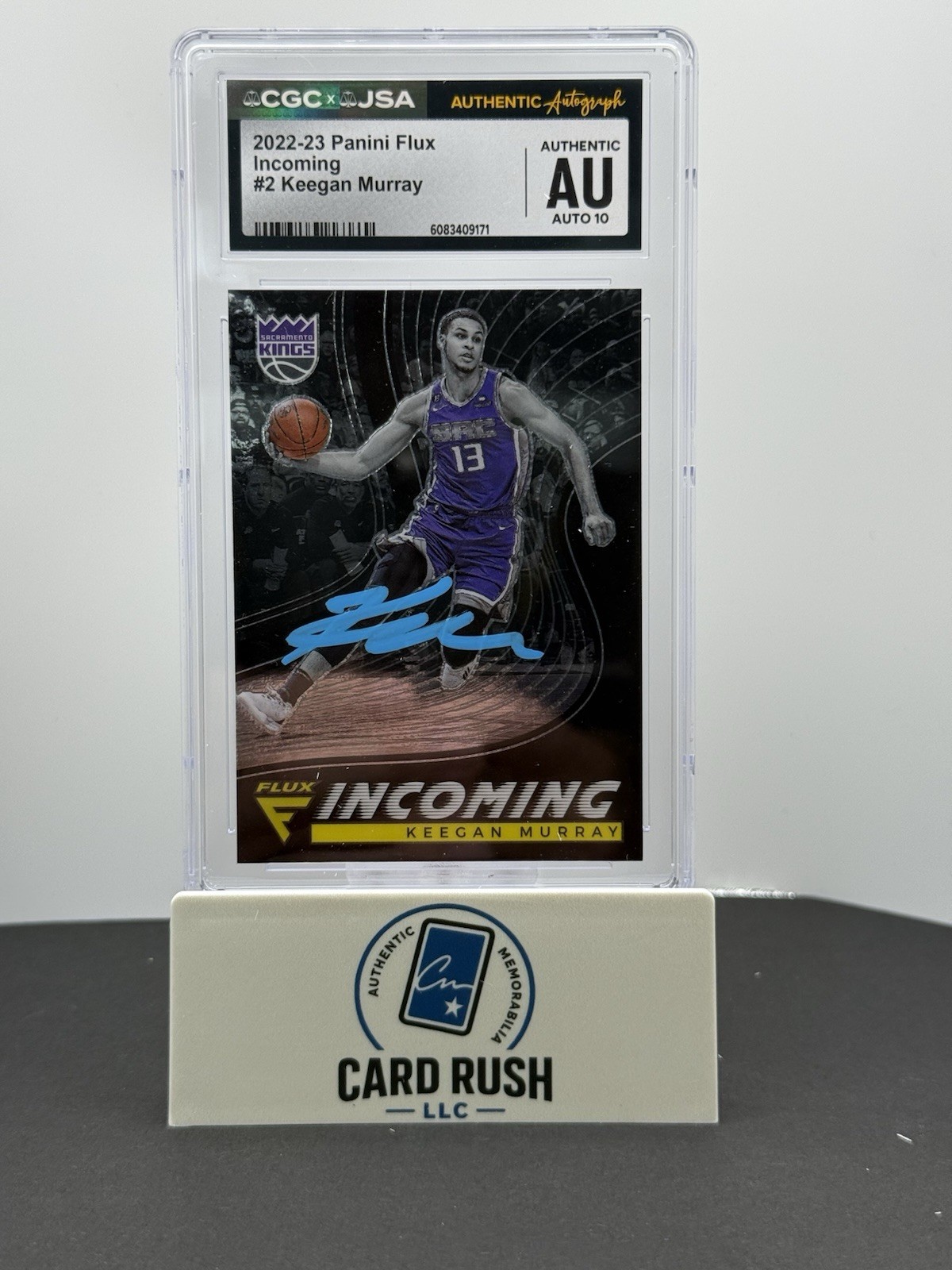 2022-23 Panini Flux Incoming Keegan Murray Auto 10 IP RC CGC/JSA Authentic, front
